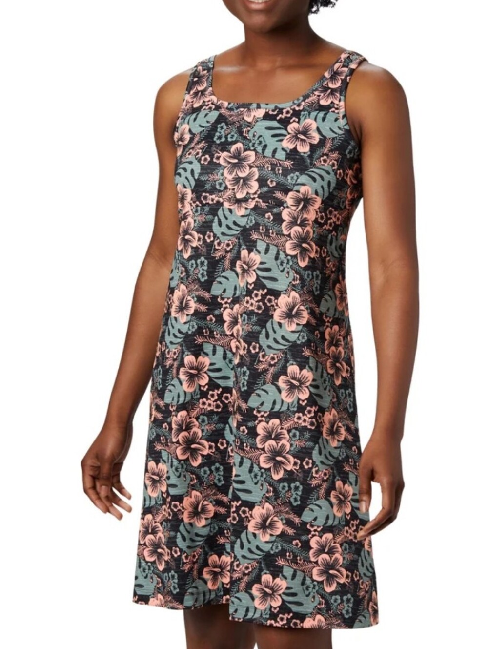 Columbia Women's Plus Size 2x: Floral Tank Dress - Pink & Green Tropical